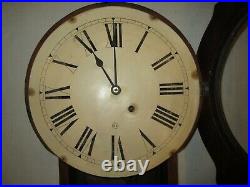 Antique Seth Thomas Double Dial Calendar Wall Clock Office Model For Restoration