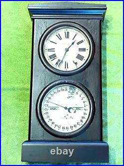 Antique Seth Thomas Double Dial Parlor Calendar No. 3 8-Day running