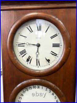 Antique Seth Thomas Double Dial calendar Clock clean 19th century case large
