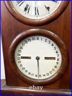 Antique Seth Thomas Double Dial calendar Clock clean 19th century case large