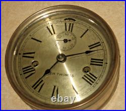 Antique Seth Thomas Double-Spring Zinc on Brass Engine-Room Ship's Clock Working