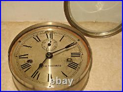 Antique Seth Thomas Double-Spring Zinc on Brass Engine-Room Ship's Clock Working
