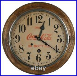Antique Seth Thomas Drink Coca Cola Bottles Round Oak Wall Clock Peekaboo 16