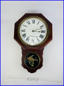 Antique Seth Thomas Drop Octagon Schoolhouse Wall Clock 8 Day Time Strike USA
