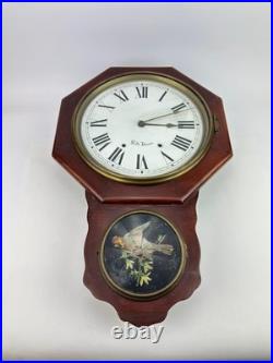 Antique Seth Thomas Drop Octagon Schoolhouse Wall Clock 8 Day Time Strike USA