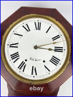 Antique Seth Thomas Drop Octagon Schoolhouse Wall Clock 8 Day Time Strike USA