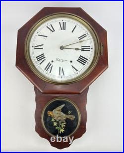 Antique Seth Thomas Drop Octagon Schoolhouse Wall Clock 8 Day Time Strike USA