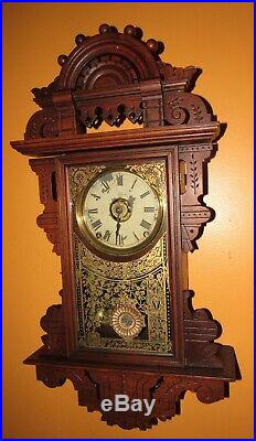 Antique Seth Thomas Eclipse Hanging Kitchen Wall Clock With Alarm 8-day