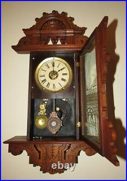 Antique Seth Thomas Eclipse Hanging Kitchen Wall Clock with Alarm 8-Day Nice
