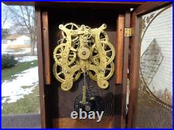 Antique Seth Thomas Eclipse Walnut Balltop Shelf Mantle Clock Painted Glass Runs