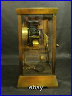 Antique Seth Thomas Empire Brass Crystal Regulator Clock, Unusual Pendulum