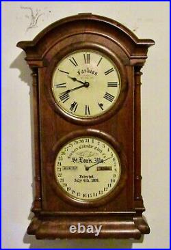 Antique Seth Thomas Fashion Calendar Clock Pat. July 4, 1876 St. Louis, Mo. Runs