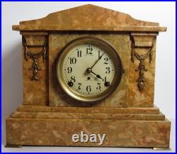 Antique Seth Thomas Faux Marble Adamantine Mantel Clock 8-Day, Time/Strike