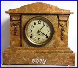 Antique Seth Thomas Faux Marble Adamantine Mantel Clock 8-Day, Time/Strike