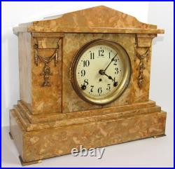 Antique Seth Thomas Faux Marble Adamantine Mantel Clock 8-Day, Time/Strike