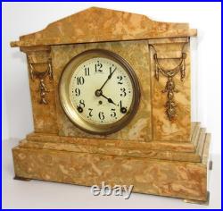 Antique Seth Thomas Faux Marble Adamantine Mantel Clock 8-Day, Time/Strike