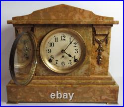 Antique Seth Thomas Faux Marble Adamantine Mantel Clock 8-Day, Time/Strike