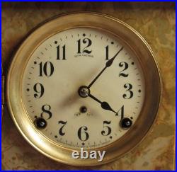 Antique Seth Thomas Faux Marble Adamantine Mantel Clock 8-Day, Time/Strike