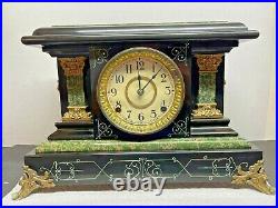 Antique Seth Thomas Faux Marble Adamantine Mantle Clock
