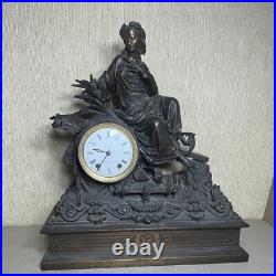 Antique Seth Thomas Figural Bronze Statue Mantle Clock Goddess of the Harvest