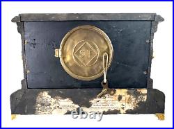 Antique Seth Thomas Four Pillar Loin Head Mantel Clock Hourly Strike Half Hour