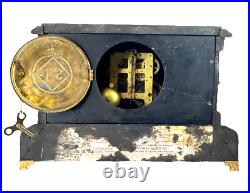 Antique Seth Thomas Four Pillar Loin Head Mantel Clock Hourly Strike Half Hour