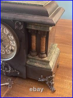 Antique Seth Thomas Four Pillar Pendulum Key Wind Footed Mantel Clock