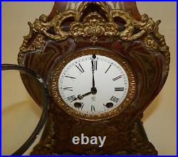 Antique Seth Thomas French Styled Louvre Marquetry Brass Inlay Mantle Clock