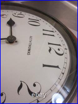 Antique Seth Thomas Gallery Wall Clock Oak Painted Dial Original Finish Runs