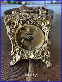 Antique Seth Thomas Gilt Brass Carriage Desk Clock
