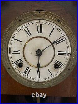 Antique Seth Thomas Gingerbread 8 Day Mantle Clock WithWalnut Case EC WORKS GREAT
