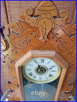 Antique Seth Thomas Gingerbread Clock Withkey stunning wood carved