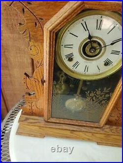 Antique Seth Thomas Gingerbread Clock Withkey stunning wood carved