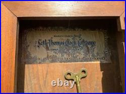 Antique Seth Thomas Globe Wall Regulator Office Clock Walnut Cabinet Runs Good