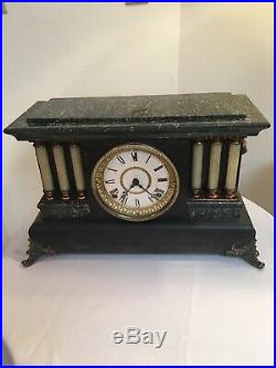 Antique Seth Thomas Green Adamantine Mantel Mantle Clock Parts Repair Six Column