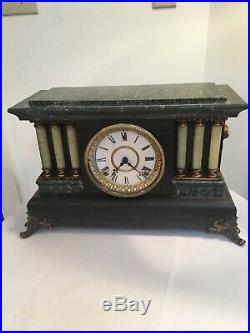 Antique Seth Thomas Green Adamantine Mantel Mantle Clock Parts Repair Six Column