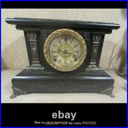 Antique Seth Thomas Green Black Adamantine Mantle Clock