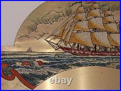 Antique Seth Thomas Hand Painted nautical brass grandfather clock face dial