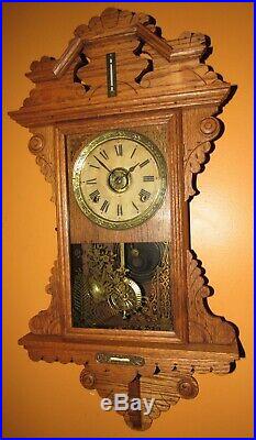 Antique Seth Thomas Hanging Kitchen Wall Clock With Alarm 8-day, Time/strike