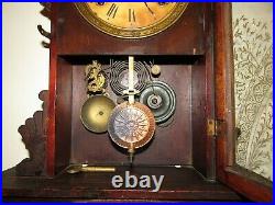 Antique Seth Thomas Hanging Kitchen Wall Clock with Alarm 8-Day, Time/Strike