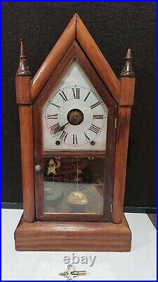 Antique Seth Thomas Key Wind Alarm Steeple Everyday Clock With Key 19th Century