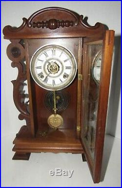 Antique Seth Thomas Kitchen Clock 8-day, Time/strike, Key-wind, Shelf Or Wall