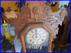 Antique Seth Thomas Kitchen Gingerbread Clock Runs 22 1/2 high