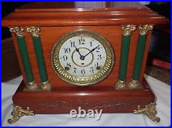 Antique Seth Thomas Lions Head Mantle Clock with one Key Wood Works