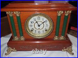 Antique Seth Thomas Lions Head Mantle Clock with one Key Wood Works