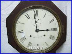 Antique Seth Thomas Long Drop Regulator Wall Clock All Original with Key Working