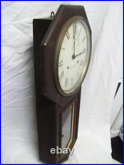 Antique Seth Thomas Long Drop Regulator Wall Clock All Original with Key Working