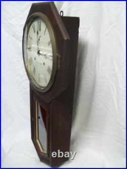Antique Seth Thomas Long Drop Regulator Wall Clock All Original with Key Working
