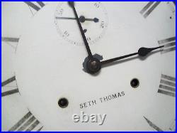 Antique Seth Thomas Long Drop Regulator Wall Clock All Original with Key Working