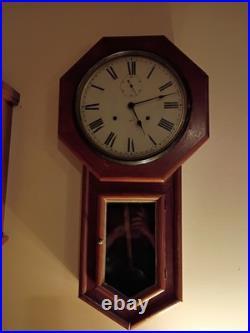 Antique Seth Thomas Long drop octagon wind up clock Made In 1884